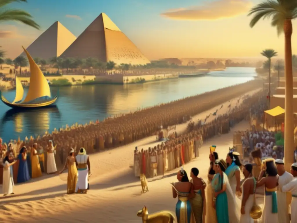 Una vibrante celebración en el antiguo Egipto: Fiestas y celebraciones en Egipto cobran vida en esta imagen vintage llena de color y alegría