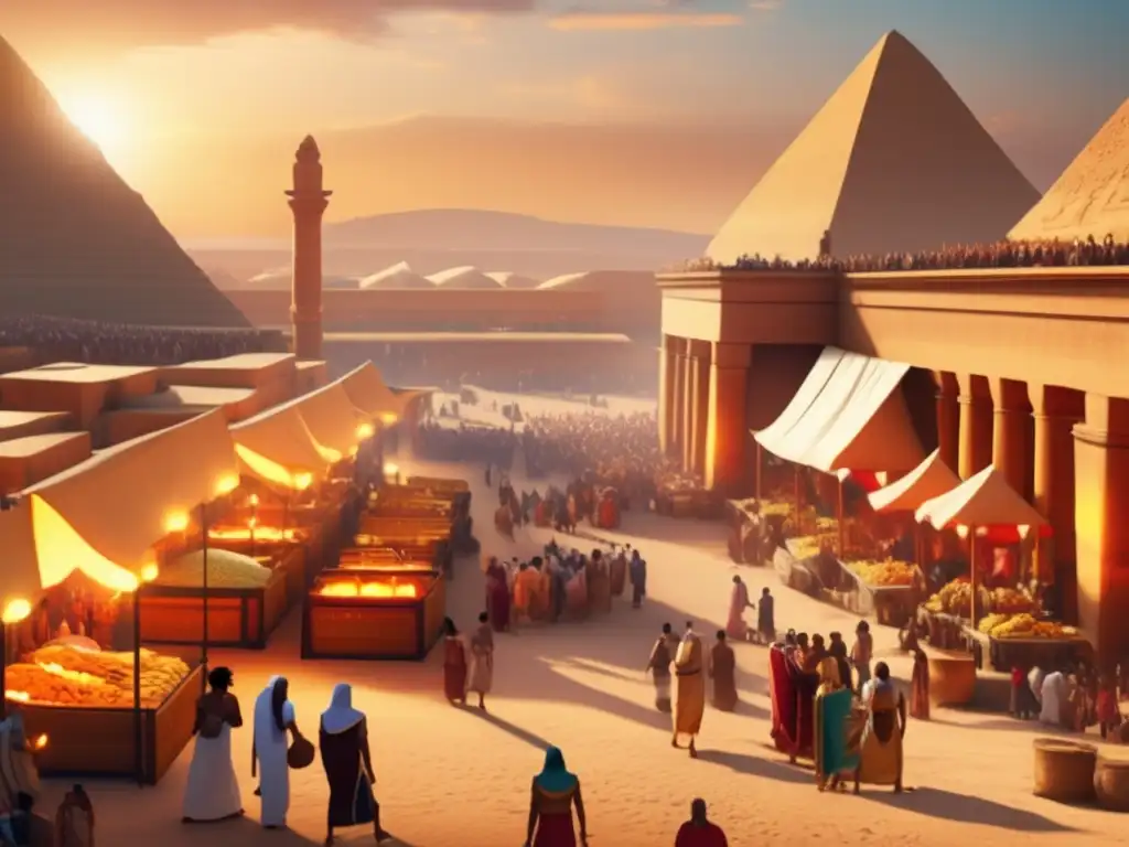 Una vibrante escena del antiguo Egipto, donde la diversidad cultural se refleja en la vestimenta de hombres y mujeres