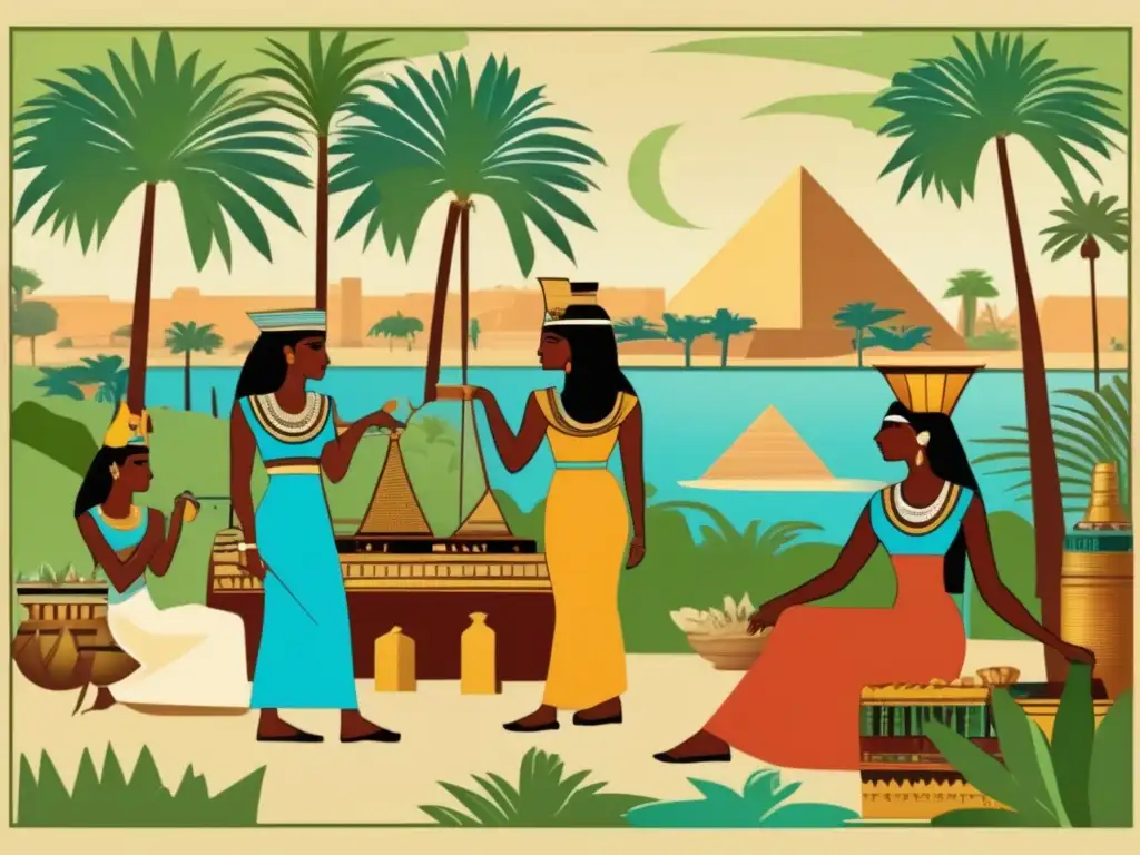 Vibrante escena en el antiguo Egipto: mujeres desafían roles de género