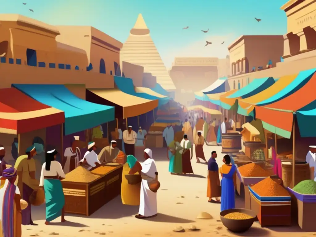 Un vibrante mercado antiguo en Egipto muestra la influencia asiática en Egipto