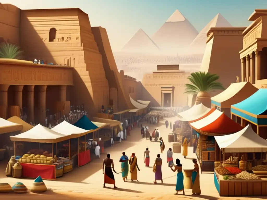 Vibrante mercado en el antiguo Egipto durante el Periodo Intermedio