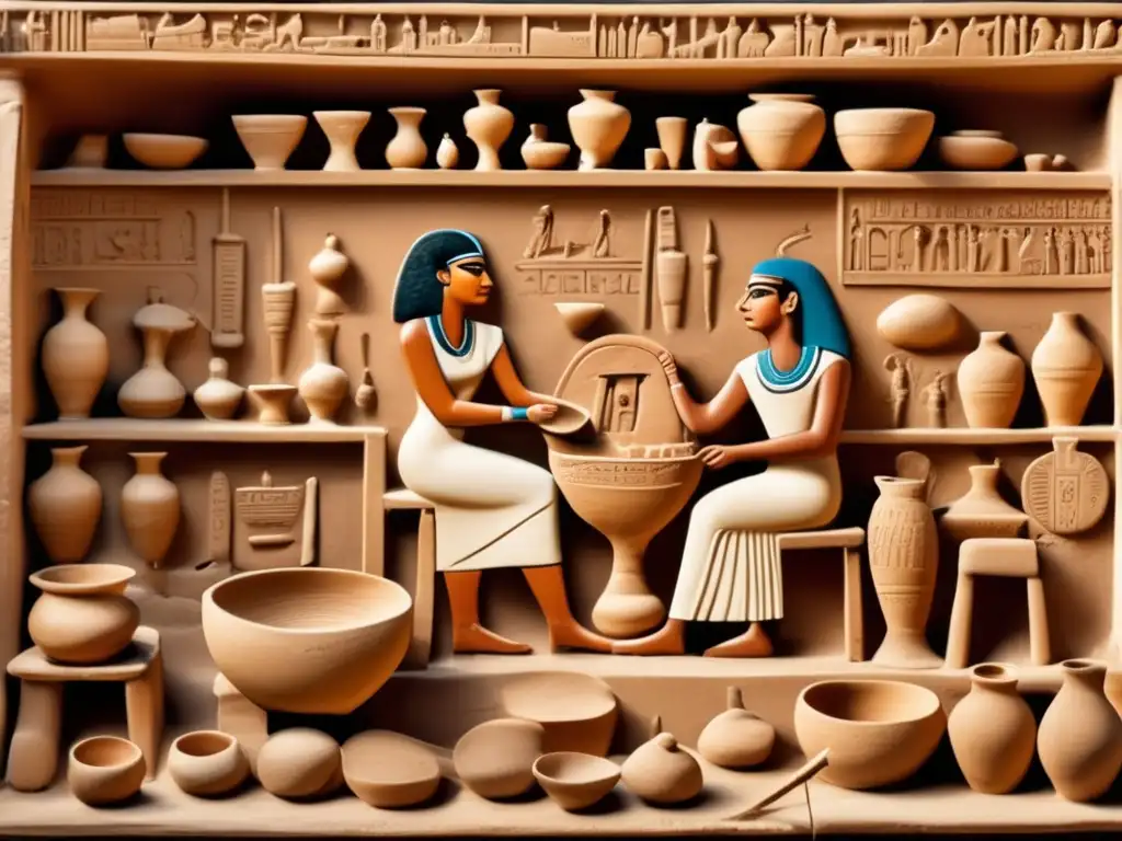 Vibrante taller de cerámica en el antiguo Egipto