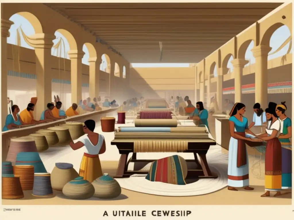 Un vibrante taller textil en el antiguo Egipto muestra la economía egipcia y la importancia de los talleres textiles