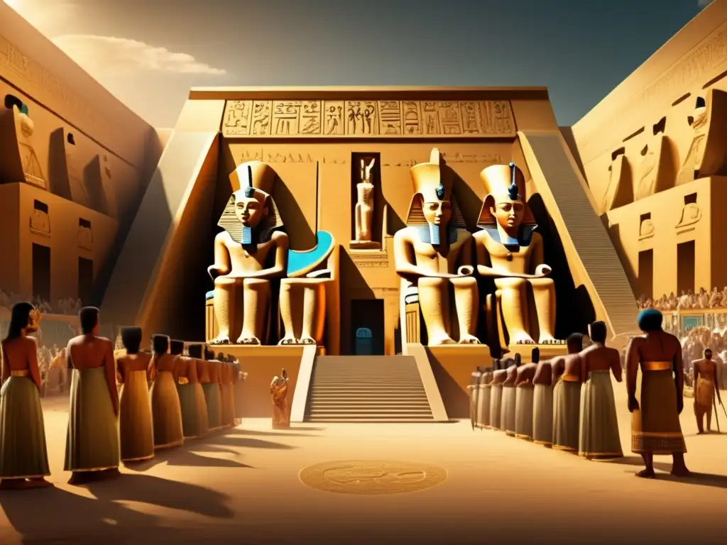 Vida cotidiana en la corte durante el reinado de Ramsés II: Un escenario vibrante y sofisticado que transporta a la antigua Egipto
