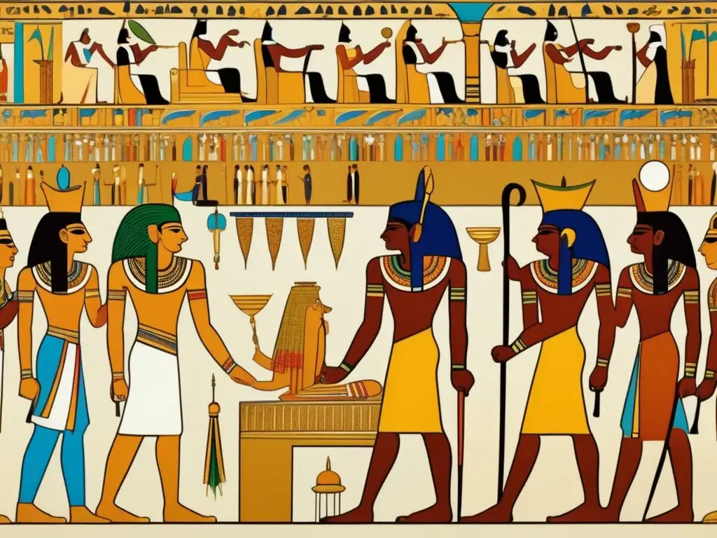Vida cotidiana en la corte de Ramsés II: Un vibrante escenario de actividades nobles, rituales y interacciones en el antiguo Egipto