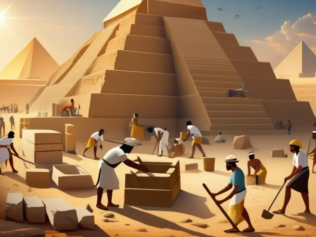 La vida de los obreros y campesinos en el antiguo Egipto cobra vida en esta imagen detallada de la construcción de una pirámide