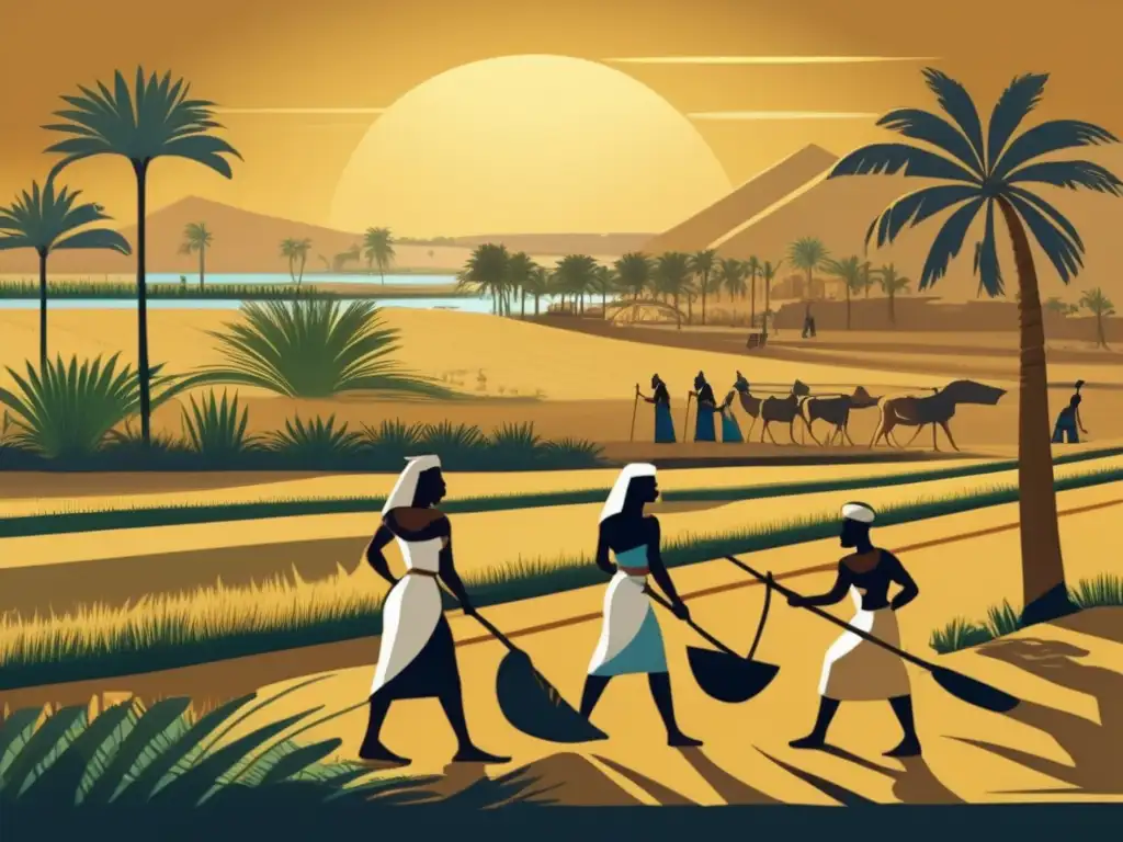 Vida rural en Egipto: agricultores trabajando en campos fértiles a lo largo del Nilo