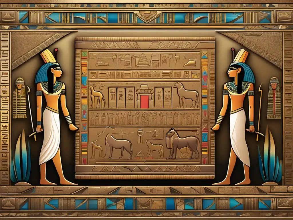 Una ilustración vintage detallada muestra profecías en la religión egipcia