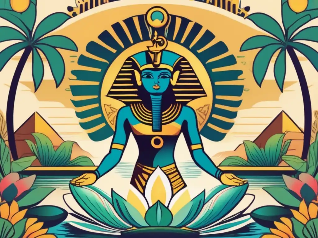Una ilustración vintage del origen mitológico de la civilización egipcia