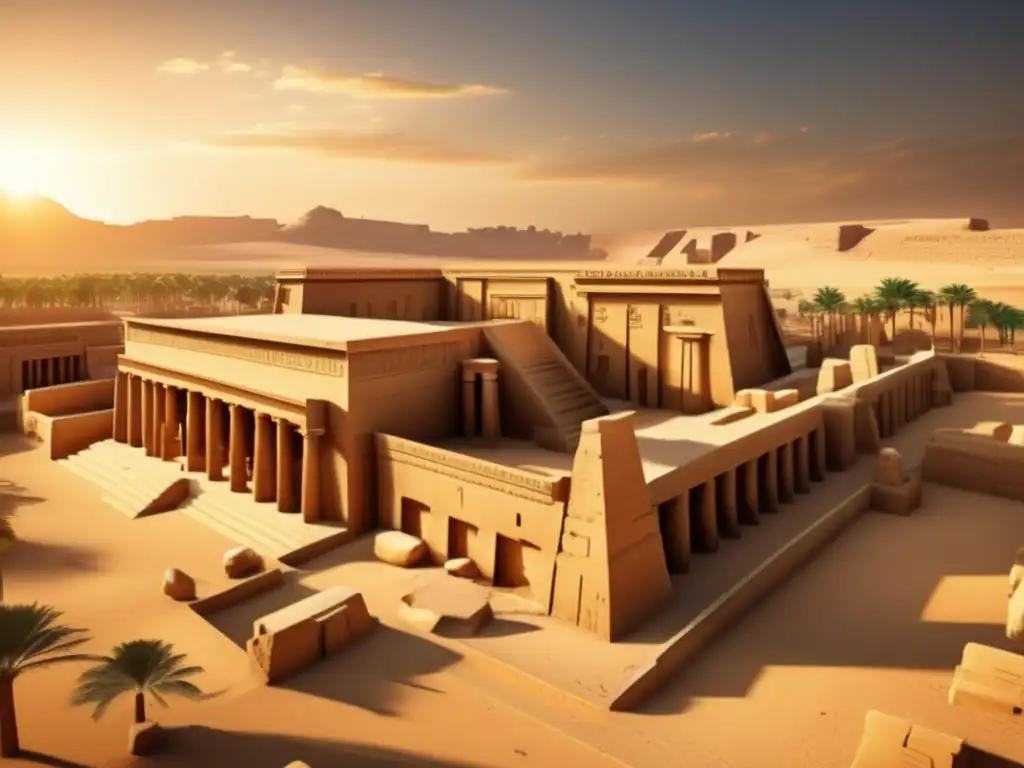 Reconstrucción virtual de Karnak, templo egipcio antiguo