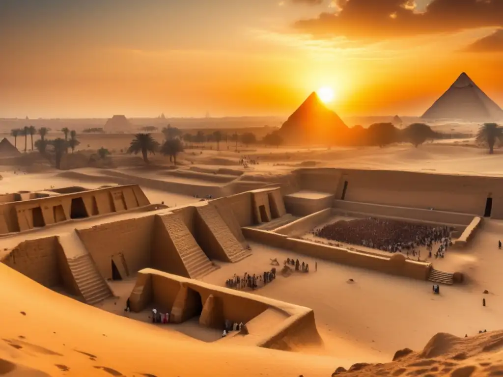 Una vista panorámica de la antigua necrópolis egipcia, con las icónicas pirámides de Giza al fondo
