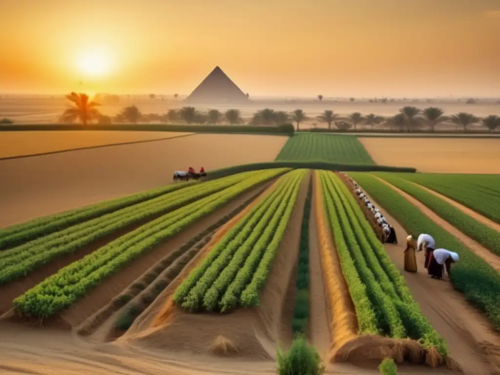 Una vista panorámica de un vasto paisaje agrícola egipcio se despliega ante nuestros ojos