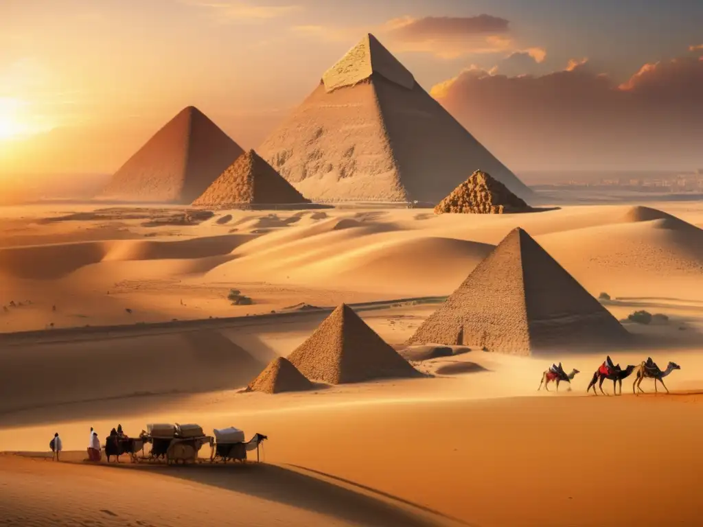 Vista sorprendente del Plateau de Giza en el Antiguo Egipto