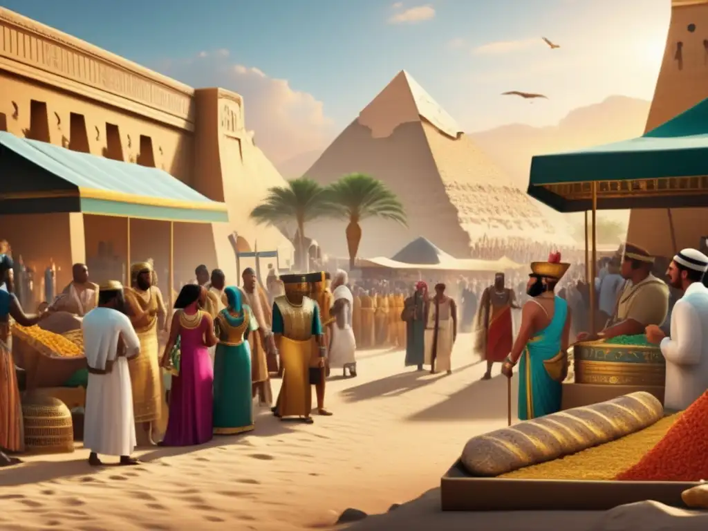 Vívida escena del antiguo Egipto con signos de estratificación social